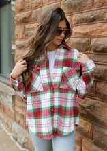 Load image into Gallery viewer, Festive Flair Red &amp; Green Plaid Shacket
