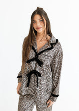 Load image into Gallery viewer, Feeling Fabulous Leopard Satin Pajama Set
