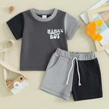 Load image into Gallery viewer, RTS: Retro Colorblock Mama&#39;s Boy Shirt and Short Set
