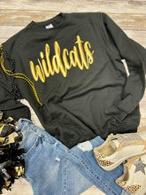 Load image into Gallery viewer, WILDCATS Metallic Gold Puff Black Sweatshirt
