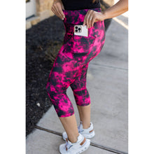 Load image into Gallery viewer, Ready to Ship | Pink and Black Tie Dye CAPRI with POCKETS  - Luxe Leggings by Julia Rose®
