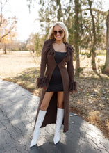 Load image into Gallery viewer, Material Girl Long Fur Cardigan - Chocolate
