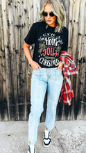 Load image into Gallery viewer, Chalkboard Holly Jolly Christmas Vintage Black Tee
