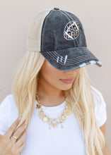 Load image into Gallery viewer, Leopard Print Football Distressed Trucker Cap
