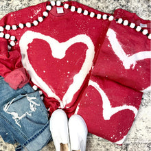 Load image into Gallery viewer, Graffiti Heart Bleached Heather Red Sweatshirt
