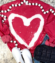 Load image into Gallery viewer, Graffiti Heart Bleached Heather Red Sweatshirt
