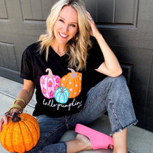 Load image into Gallery viewer, Hello Pumpkin Vintage Black Tee
