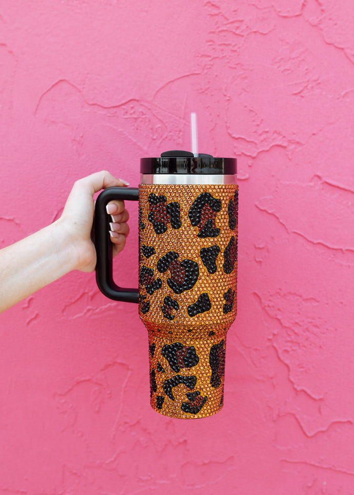 Crystal Leopard Bling 40 Oz Tumbler