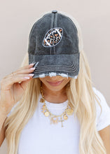 Load image into Gallery viewer, Leopard Print Football Distressed Trucker Cap
