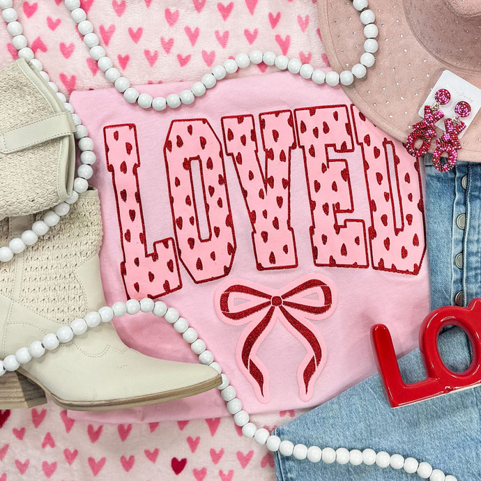 Loved Heart Pink Puff & Glitter Pink Tee