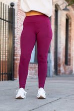 Load image into Gallery viewer, PreOrder | Maroon Full Length Leggings with Pocket  - Luxe Leggings by Julia Rose®
