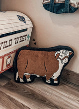 Load image into Gallery viewer, Cattle Talk Hereford Plush Pillow
