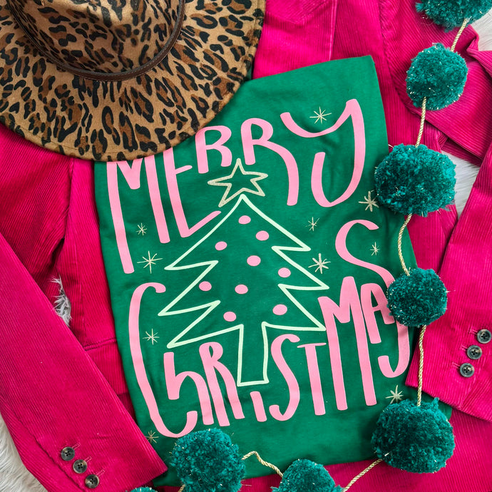 Merry Christmas Vintage Evergreen Tee