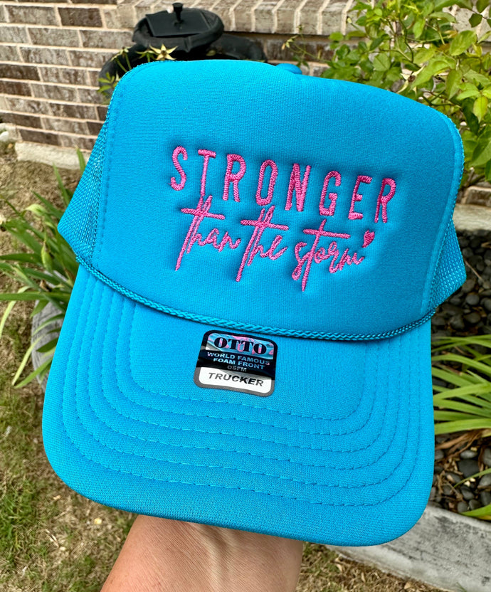 Stronger Than The Storm Jade Embroidered Trucker Hat