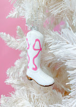 Load image into Gallery viewer, Pink &amp; White Cowboy Boot Ornament
