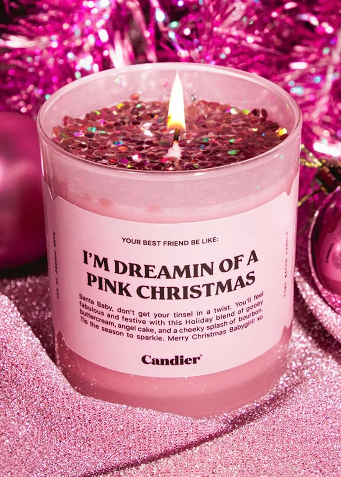 Dreaming Of Pink Christmas Glitter Candle