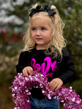 Load image into Gallery viewer, Love in Metallic Pink Puff on Youth Sweatshirt
