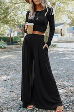 Load image into Gallery viewer, RTS: The Kat Long Sleeve Crop and Wide Leg Pant Set-
