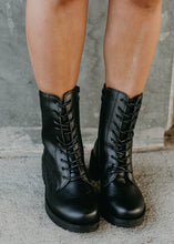 Load image into Gallery viewer, Tressa Patent Combat Boot - Black
