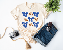 Load image into Gallery viewer, Football Bow Tee Royal Blue Ribbon
