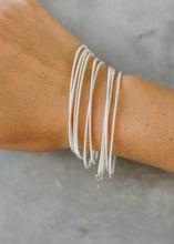 Load image into Gallery viewer, Dia Stainless Steel Spring Bangle Bracelets - Sterling Silver Set
