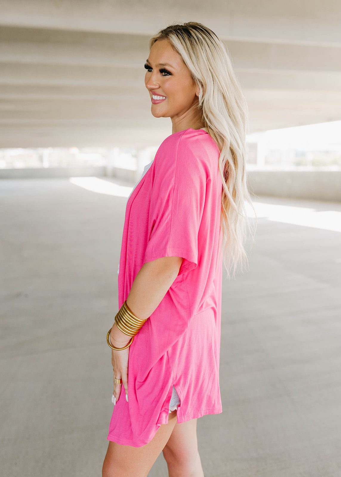 Hot pink deals kimono cardigan